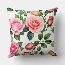 ピンクと黄色のバラ クッション