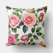 ピンクと黄色のバラ クッション (正面)