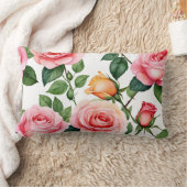 ピンクと黄色のバラ ランバークッション (ブランケット)