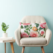 ピンクと黄色のバラ ランバークッション (椅子)