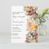 ピンクと黄色のバラ リリー オーチッド 花のウェディング 招待状 (スタンド正面)