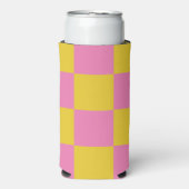 ピンクと黄色のパタ市松模様にーン スリム缶クーラー (Seltzer正面)