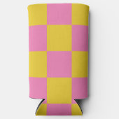 ピンクと黄色のパタ市松模様にーン スリム缶クーラー (正面)