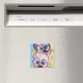 ピンクと黄色のパンジー水の色のパタ淡い色のーン マグネット (インサイチュ (食洗機))