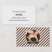 ピンクと黄色のファンタジーユニコーン；茶色の白ストライプ色 名刺 (正面/裏面)