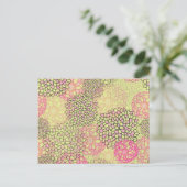 ピンクと黄色のフラワーバーストデザイン ポストカード (スタンド正面)