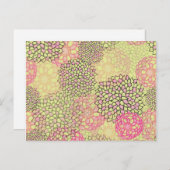 ピンクと黄色のフラワーバーストデザイン ポストカード (正面/裏面)