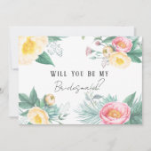 ピンクと黄色のフローラが私の花嫁になる 招待状 (正面)