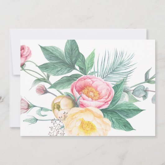 ピンクと黄色のフローラが私の花嫁になる 招待状 (裏面)