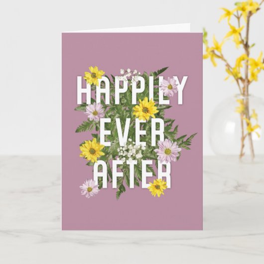 ピンクと黄色のフローラの後で幸せ結婚に カード (黄色い花)