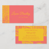 ピンクと黄色のフローラゼブラ名刺 名刺 (正面/裏面)