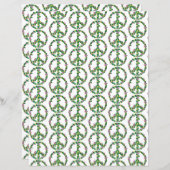 ピンクと黄色のフローラ花平和サイン紙 (正面/裏面)