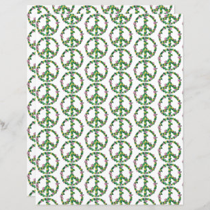 ピンクと黄色のフローラ花平和サイン紙