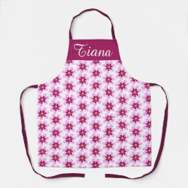 ピンクと黄色のフローラ花 エプロン