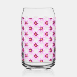 ピンクと黄色のフローラ花 ガラス缶