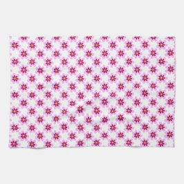 ピンクと黄色のフローラ花 キッチンタオル