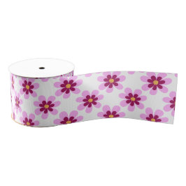 ピンクと黄色のフローラ花 グログランリボン