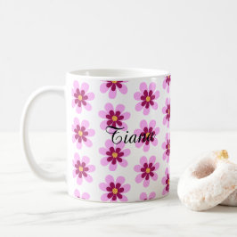 ピンクと黄色のフローラ花 コーヒーマグカップ