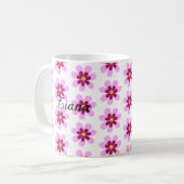 ピンクと黄色のフローラ花 コーヒーマグカップ (正面左)