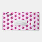 ピンクと黄色のフローラ花 デスクマット (キーボード&マウス)