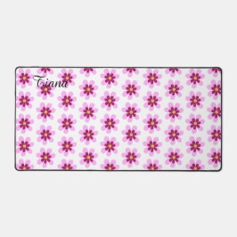 ピンクと黄色のフローラ花 デスクマット