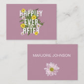 ピンクと黄色のフローラ プレイスカード (正面/裏面)