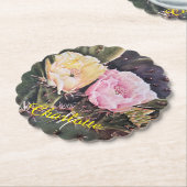 ピンクと黄色のフローラ ペーパーコースター (アングル)