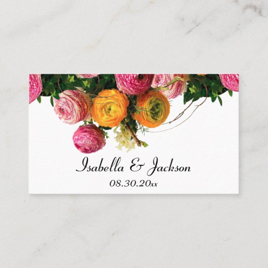 ピンクと黄色のフローラ-座席表 プレイスカード (裏面)