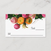 ピンクと黄色のフローラ-座席表 プレイスカード (正面)