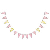 ピンクと黄色のベビーガールデイジーをテーマにしたベビーシャワー バンティングフラッグ (全)