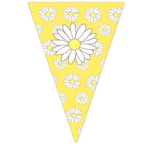 ピンクと黄色のベビーガールデイジーをテーマにしたベビーシャワー バンティングフラッグ (第3の旗)