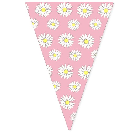 ピンクと黄色のベビーガールデイジーをテーマにしたベビーシャワー バンティングフラッグ (第2の旗)