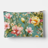 ピンクと黄色のマグノリアと白い花 アクセサリーポーチ (裏面)
