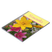 ピンクと黄色のユリユリ花の女の子の名前いいえ ノートブック (左側)