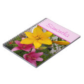 ピンクと黄色のユリユリ花女の子名 ノートブック (左側)