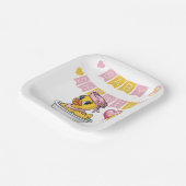 ピンクと黄色のラバーアヒル女の子ベビーシャワー ペーパープレート (傾斜あり)