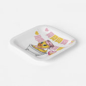 ピンクと黄色のラバーアヒル女の子ベビーシャワー ペーパープレート (傾斜あり)