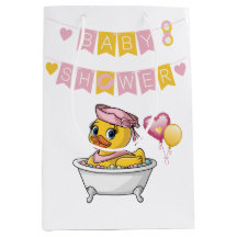 ピンクと黄色のラバーアヒル女の子ベビーシャワー