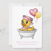 ピンクと黄色のラバーアヒル女の子ベビーシャワー 招待状 (裏面)