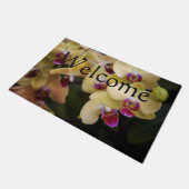 ピンクと黄色のラン ドアマット (アングル)