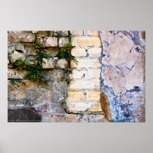 ピンクと黄色のレンガの壁のHDRポスター ポスター (正面)