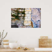 ピンクと黄色のレンガの壁のHDRポスター ポスター (キッチン)