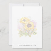 ピンクと黄色のローズブーケの水色 招待状 (裏面)