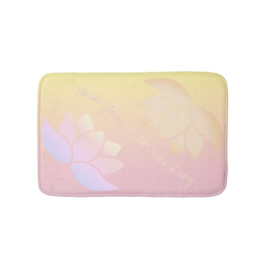 ピンクと黄色のロータスフェード バスマット (正面)