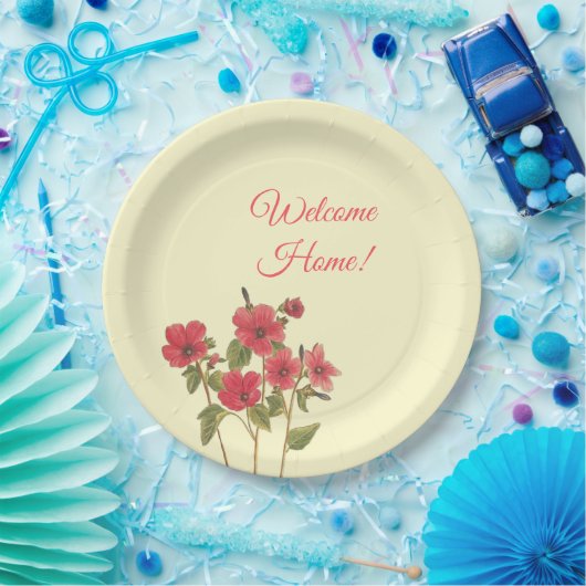 ピンクと黄色のワイルドフラワーフローラウェルカムホーム ペーパープレート (パーティー)