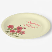 ピンクと黄色のワイルドフラワーフローラウェルカムホーム ペーパープレート (アングル)