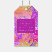 ピンクと黄色のヴィンテージフローラ ギフトタグ (正面)