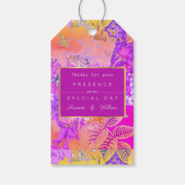 ピンクと黄色のヴィンテージフローラ ギフトタグ