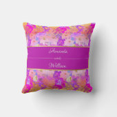 ピンクと黄色のヴィンテージフローラ クッション (裏面)