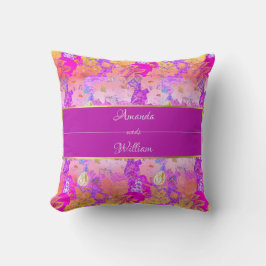 ピンクと黄色のヴィンテージフローラ クッション